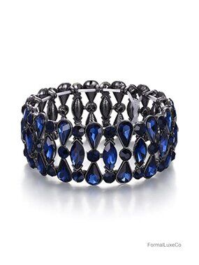 Teardrop Rhinestones Cluster Stretch Bangle Bracelet for Bride Wedding